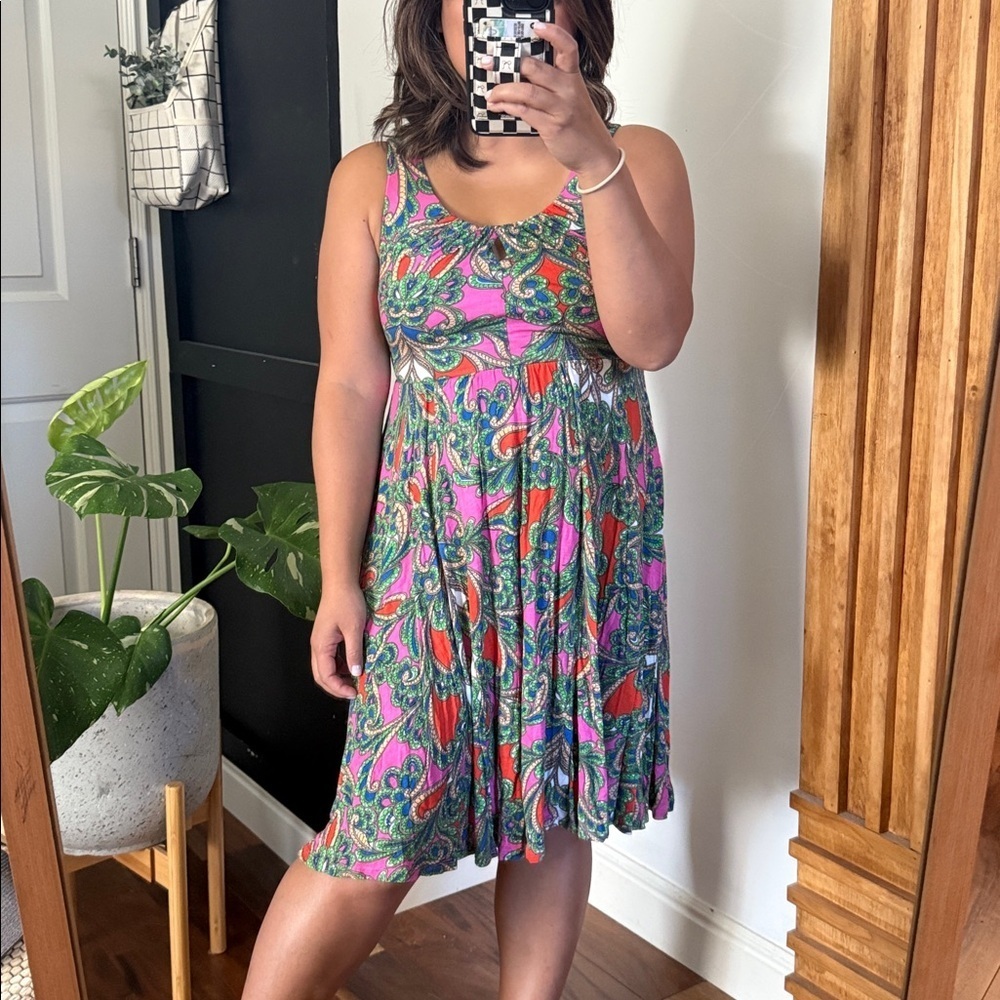 Anthropologie | Dresses | Anthropologie Lilka Knee Length Pleated Paisley Dress Size S